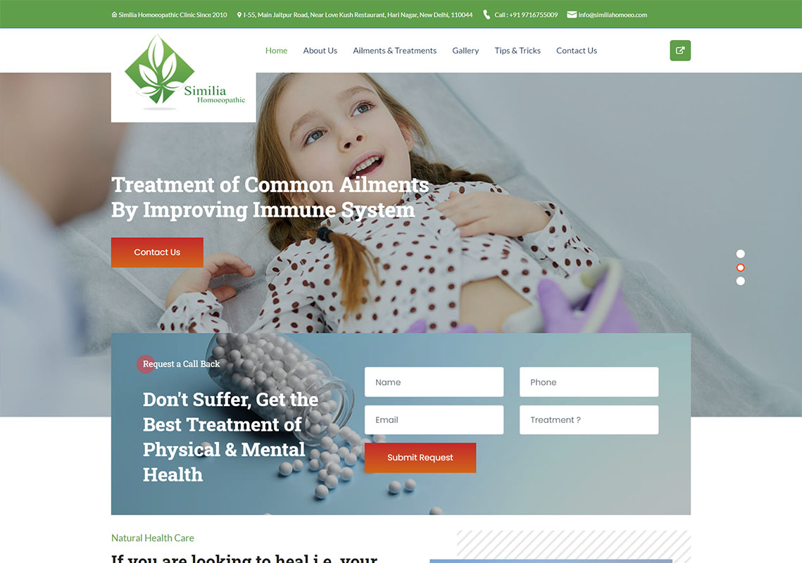 Similia Homoeopathic Clinic Website Design Project